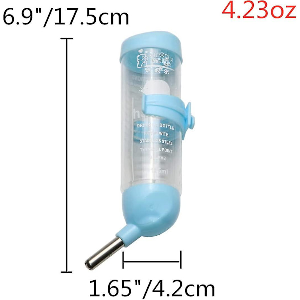 3 i 1 Hamster Hengevannsflaske Kjæledyr Automatisk Dispenser Med Base For Dverghamster Mus Rotte Pinnsvin blue 80ML
