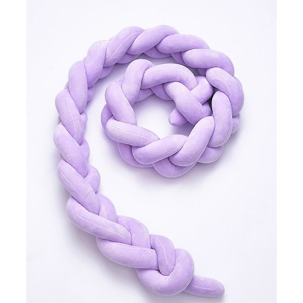 Baby Polstring Vævning Knyttet Bold Pude Twist Flet Baby Seng Søvn Kofanger Dekoration Seng Surround light purple 1m