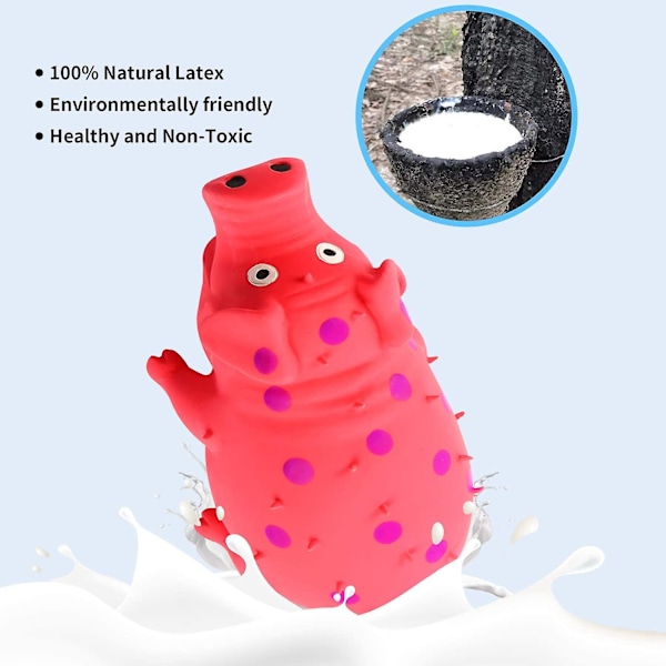 Nariseva sian muotoinen koiranlelu, sian muotoinen koiranlelu pienille, keskisuurille ja suurille koirille, kestävä kumisian vinku koiranpentujen pureskelulelu Red-Blue 1 pcs