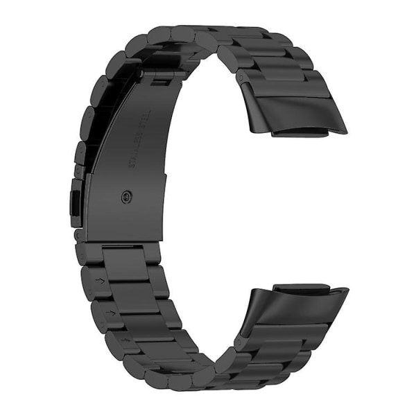 For Fitbit Charge 5 Tre-perlers Rustfritt Stål Klokkereim TET Black