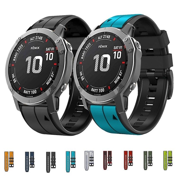 Garmin Fenix ​​7 22 mm:n silikoni- watch ranneke Black-Red