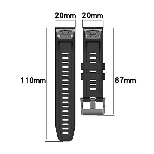 Til Garmin Fenix ​​7s 20 mm silikone ensfarvet urrem White