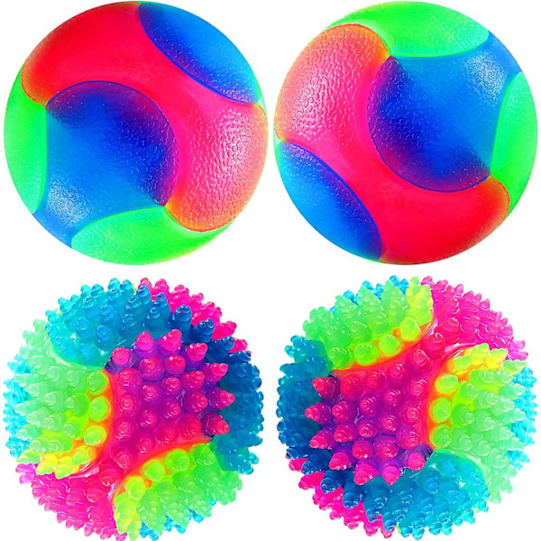 4-pack Glödande Hundboll Glödande Bouncy Ball Led Blixt Spike Pet Ball Grinder Ball Pet Light