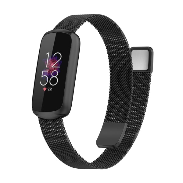 Rustfrit stål Mesh Loop Justerbar Armbånd Udskiftningsrem til Fitbit Luxe/luxe Special Edition Fitness Tracker Damer Mænd Black