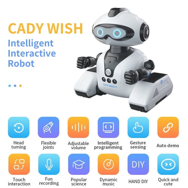 Fjärrkontroll Emo Robot Leksak med Musik och LED-ögon RC Intelligent Walking Dancing