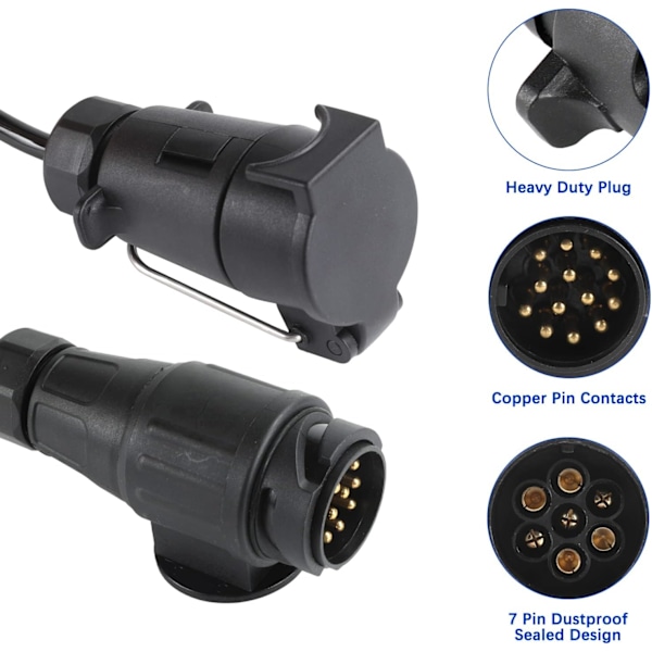13-polet til 7-polet 1,8 m tilhengerforlengelseskabeladapter for sleping
