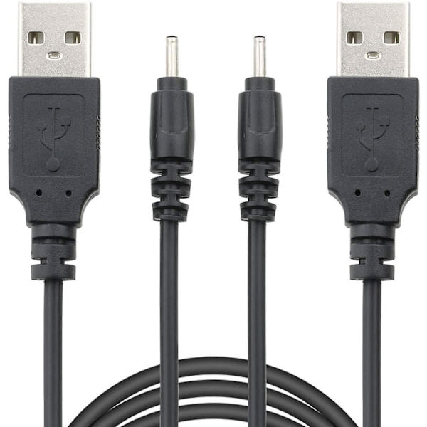 Usb til DC 2,0 mm kabel, øretelefoner Usb DC opladeradapter Two Pack