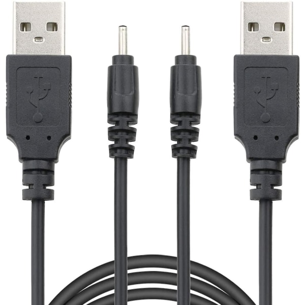 USB till likström 2,0 mm-kabel, hörlurar USB likströmsladdare Two Pack