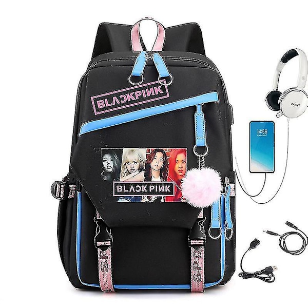 Blackpink Roseanne Park Lisa Kim Ji Soo med stjernehimmel skuldertaske rygsæk koreansk Usb. blue girl