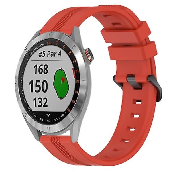 För Garmin Approach S40 20 mm konkavt randigt Slicone watch Red