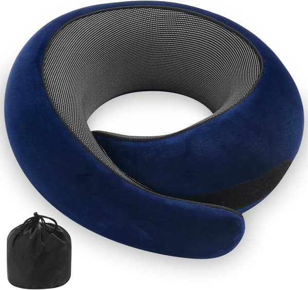 Komfort U-formet Reisepute i Memory Foam, blå