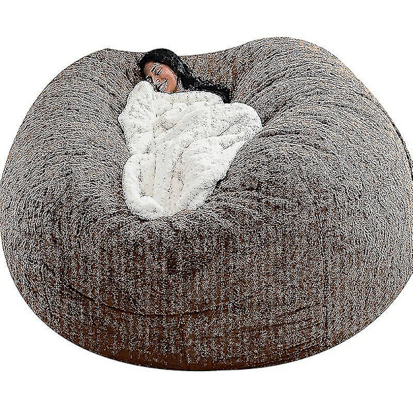 Lazy Sofa Bean Bag Konstgjord päls Bean Bag Bönsoffa brown 150cm*75cm