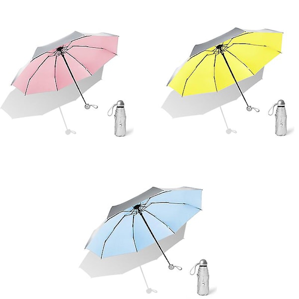 Solcreme Solskærm Paraply Kvinde Mini Paraply Lommebeskyttelse Foldbar Ultraviolet Beskyttelse Parasol Yellow