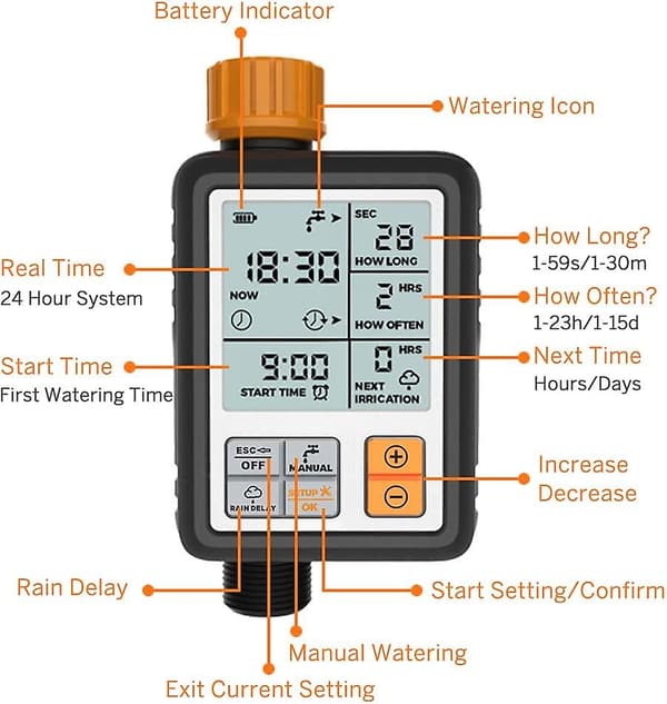 Vandtimer Digital Programmerbar Havehane Automatisk Slange Vandhane Sprinkler Timer Vandingssprinklersystem Controller