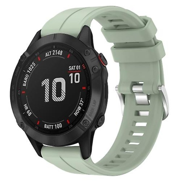 For Garmin Fenix ​​6 Gps 22 mm ensfarget silikonklokkerem Light Green