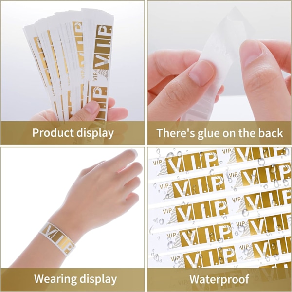100 stk VIP-armbånd for arrangementer - Vanntette papirarmbånd