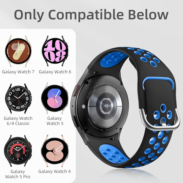 PACK No Gap Armband Endast Kompatibla med Galaxy Watch 7/6/5/4 Armband 40mm 44m/Watch 6 Classic 43mm 47mm/Galaxy Watch 5 Pro 45mm/4 Classic 42mm