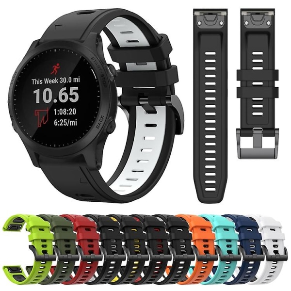 For Garmin Forerunner 945 22mm Tofarget Sports Silikon Klokkebånd Orange-Black