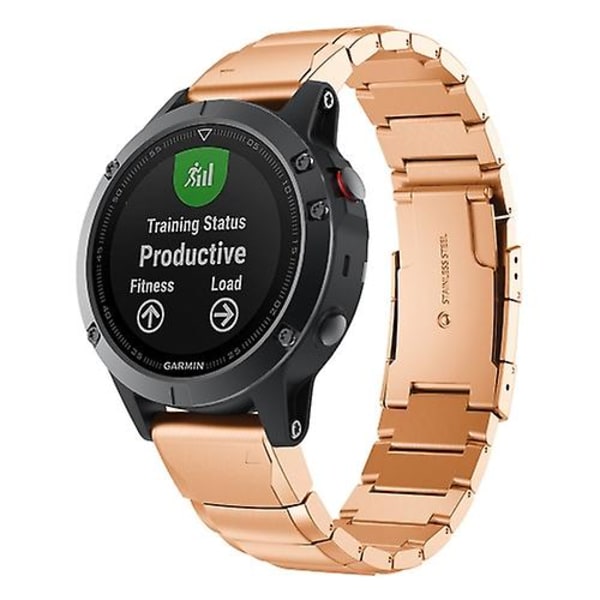 Hurtig demontering stålklokkerem for Garmin Fenix ​​5x 26mm Rose Gold