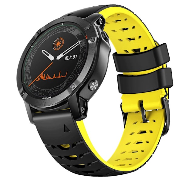 22mm silikoneur til Garmin Fenix 7 Black Yellow