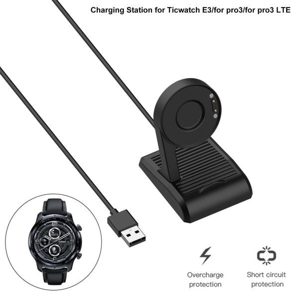 Opladningsdock til Ticwatch E3 Smart Watch Opladerkabel USB-opladningsdatabase