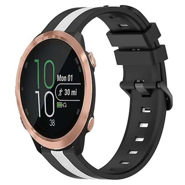 For Garmin Forerunner 645 Music 20 mm vertikalt tofarget silikonklokkebånd Black-White