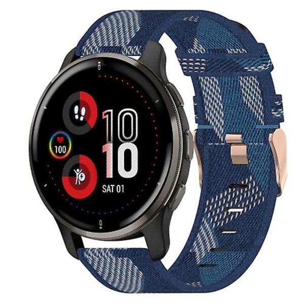 Til Garmin Venu 2 Plus 20 mm nylonvævet urrem Blue