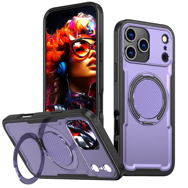 Etui til iPhone 17 Pro med metalbeslag, lilla