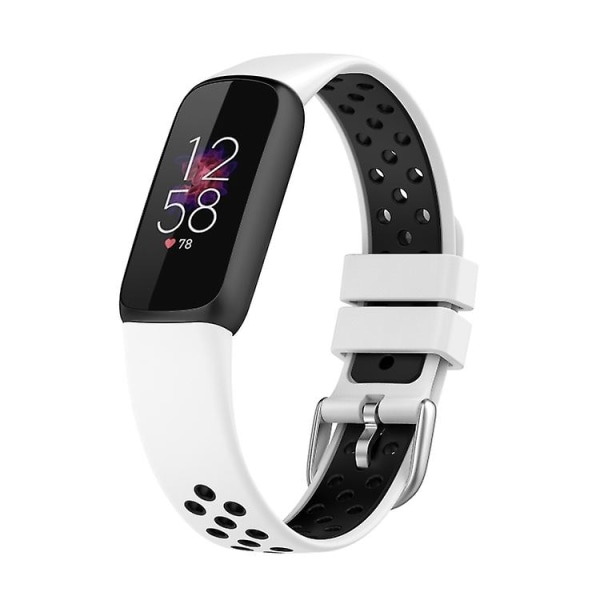 Til Fitbit Luxe tofarvet silikoneurrem White Black