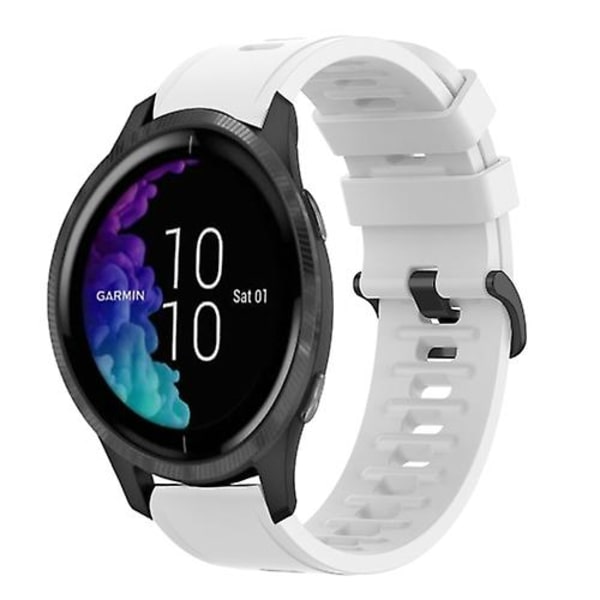 Til Garmin Venu 20 mm ensfarvet blød silikone urrem White