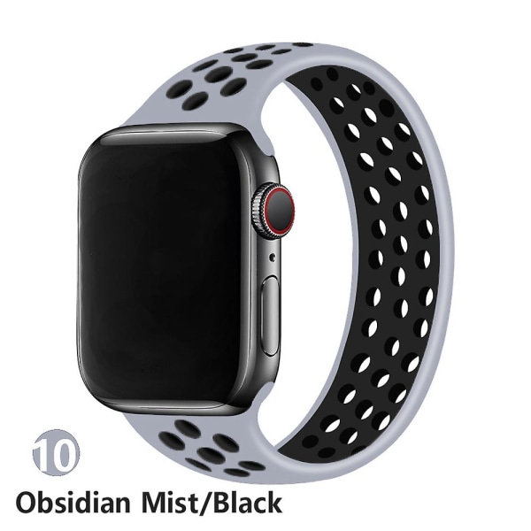 Solo-løkkerem til Apple Watch-bånd 44 mm 40 mm 38 mm 42 mm åndbar silikone elastisk bæltearmbånd Iwatch Series 3 4 5 Se 6 obsidian black 38mm or 40mmM