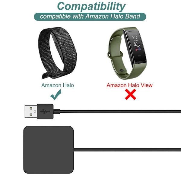 Oplader til Amazon Halo Band, erstatningsopladningskabel til Amazon Halo Fitness Tracker [3,3ft/1m]