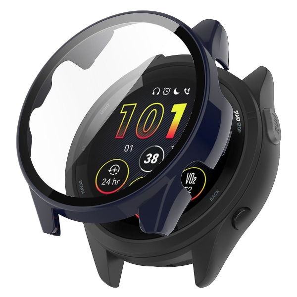 Huamade For Garmin Forerunner 265 Smart Watch Pc case med skärmskydd i härdat glas Dark Blue