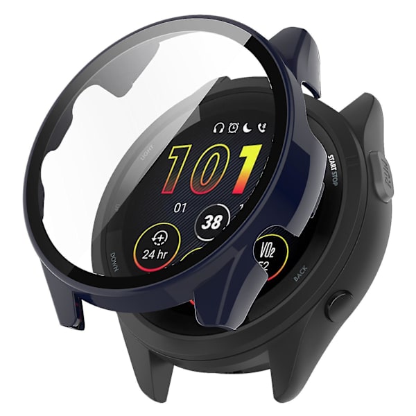 Huamade For Garmin Forerunner 265 Smart Watch Pc Urkasse med skærmbeskytter af hærdet glas Dark Blue