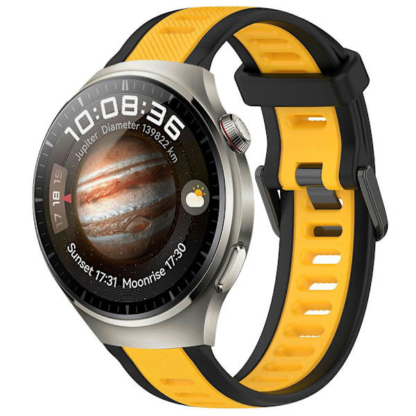 Silikonrem for Huawei Watch 4 Pro Yellow Black