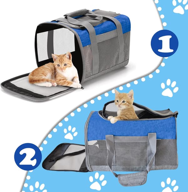 Åndbar, foldbar kattebærer til små hunde og katte under 2,5 kg (grå sort)