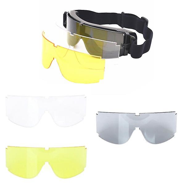 Utomhus vindtäta skyddsglasögon med 3 linser Anti-UV glasögon solglasögon Yellow