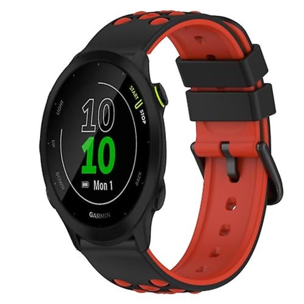 Til Garmin Forerunner 55 20 mm tofarvet silikoneurrem Black-White