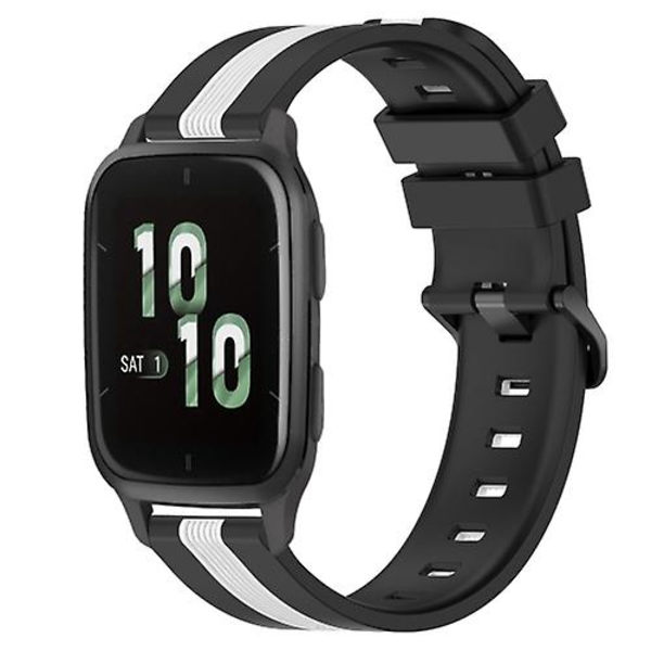 Til Garmin Forerunner Sq2 20 mm lodret tofarvet silikoneurrem Black-White