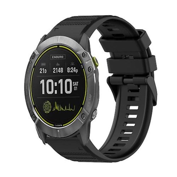 Til Garmin Enduro 26 mm horisontal tekstur silikone urrem med afmonteringsværktøj Black