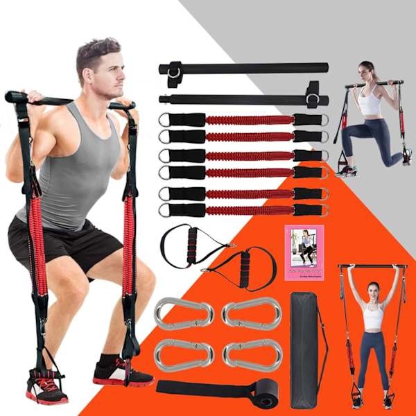 Uppgraderad Justerbar och Toning 60IBS-180IBS Hemma, Bärbar Total Kropps Träning, Yoga, Fitness, Stretch, Sculpt, Tone 6 st motstånd