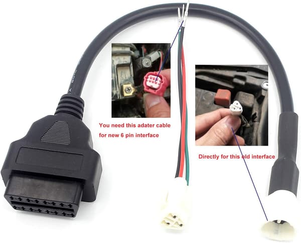 Motorsykkel OBD II 16-pins Diagnostisk Adapterkabel