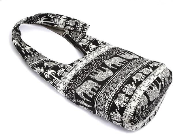 Hippie-inspirerad axelväska i bomull, thailändsk design black