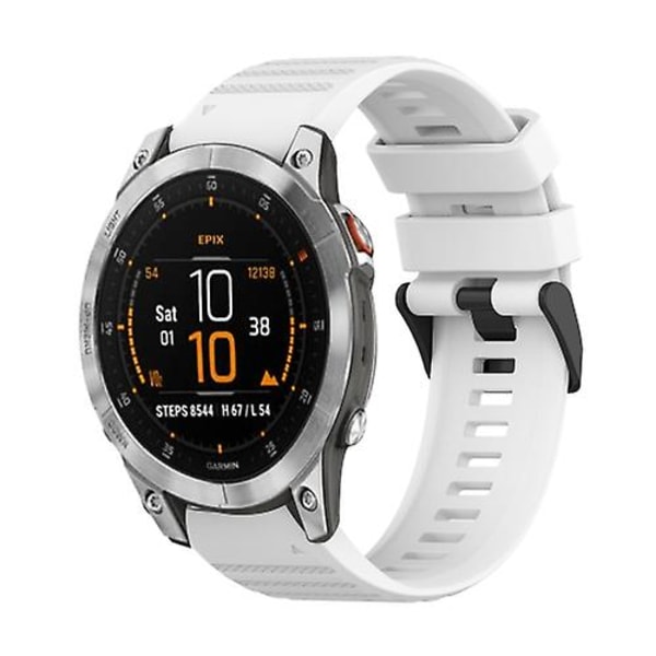 Til Garmin Epix Gen 2 22 mm horisontal tekstur silikone urrem med værktøj til fjernelse White