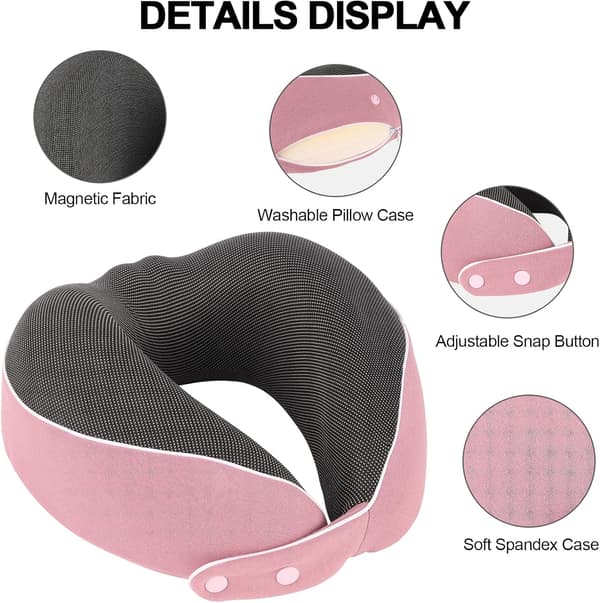 U-formet Rejsepude Blød Memory Foam Nakkepude til Fly, Bil (pink)