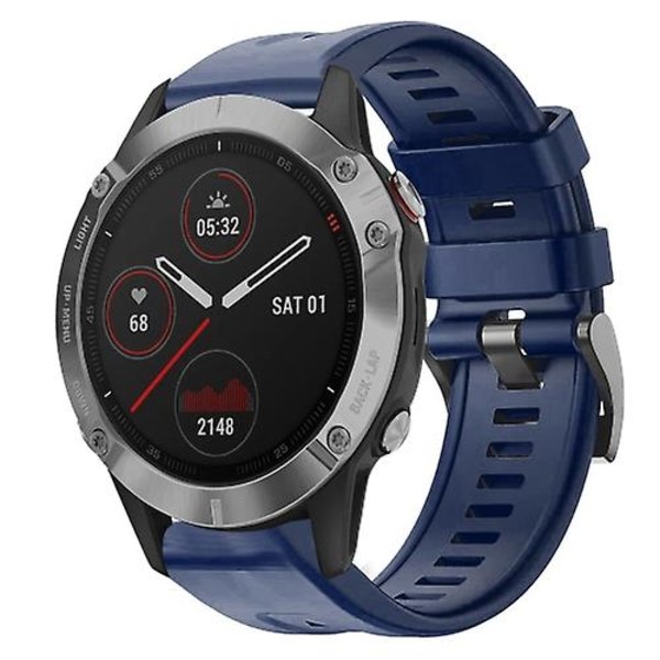 For Garmin Fenix ​​6 Gps metallspenne ensfarget silikonklokkerem Midnight Blue