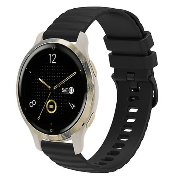 For Garmin Venu 2s 18 mm bølgete prikket ensfarget silikonklokkerem Black