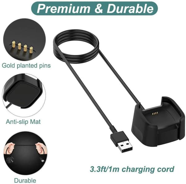 Lader for Fitbit Versa 2, erstatningsladedokk [2-pakning]