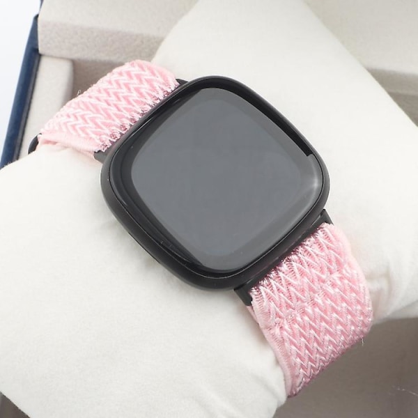 Til Fitbit Versa 4 / Sense 2 Universal Wave Nylon urbånd Pink