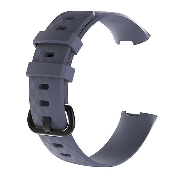 Diamond Pattern Silikon Watch Band For Fitbit Charge 4 Small Size190*18mm Gray